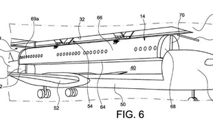 L'un des croquis accompagnant la demande de brevet d'Airbus, approuvée le 24 novembre 2015 par l'instance américaine chargée d'émettre des brevets et des marques déposées aux États-Unis, le United States Patent and Trademark Office.