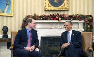 Le président américain Barack Obama et le Prince William dans le bureau Ovale à la Maison-Blanche à Washington le 8 décembre 2014