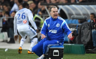 Marcelo Bielsa lors d'OM-Guingamp le 18 janvier 2015.