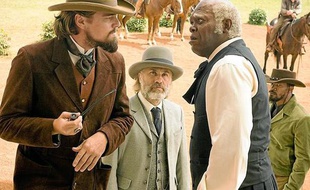 Leonardo DiCaprio, Christoph Waltz et Samuel L. Jackson dans «Django Unchained», de Quentin Tarantino.
