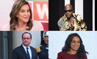 Caitlyn Jenner, Wyclef Jean, François Hollande et Rosario Dawson (montage)