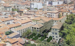 Le projet (en 3D) vu depuis la colline du château