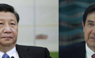 Montage photo montrant le président chinois Xi Jinping (g) et son homologue taïwanais Ma Ying-jeou (d)