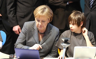 Angela Merkel au salon CeBIT à Hanovre, le 2 mars 2010.
