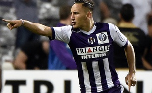 Le milieu du TFC Adrien Regattin marque le seul but du match Toulouse - Evian-Thonon-Gaillard, le 30 août 2014 en L1.
