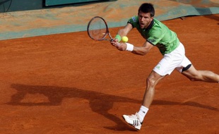 Le tennisman autrichien Jurgen Melzer, lors de sa victoire à Monte-Carlo, le 14 avril 2011 en quart de finale contre Roger Federer.