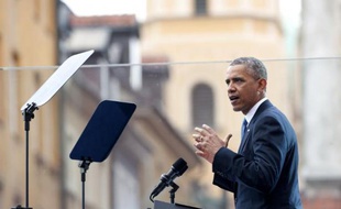 Le président américain Barack Obama prononce un discours, le 4 juin 2014, à Varsovie à l'occasion du 25e anniversaire des premières élections partiellement libres en Pologne et ayant conduit à la chute du communisme