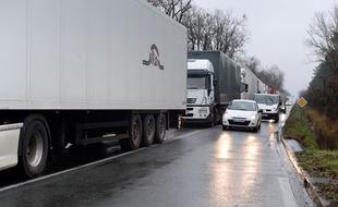 Blocage des routiers à Cestas près de Bordeaux le 19 janvier 2015