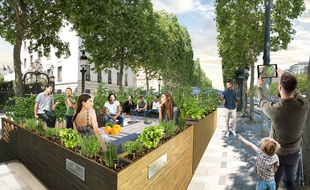 L'un des six salons végétalisés (ambiance potagère) qui vont s'implanter sur les Champs-Elyseés, à Paris, du 16 au 27 juillet 2020.