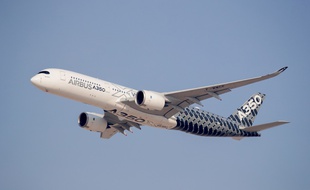 Un A350-900 d'Airbus lors d'un vol d'essai. (Illustration)