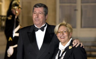 Patrick Balkany et son épouse Isabelle à l'Elysée, le 11 mars 2008.