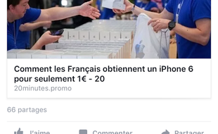 Copie d'écran de la fausse page Facebook de 20 Minutes France