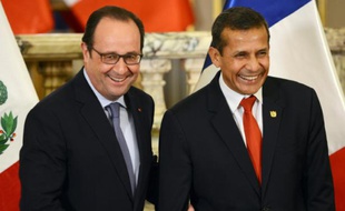 Les présidents français et péruvien François Hollande et Ollanta Humala à Lima, le 23 février 2016