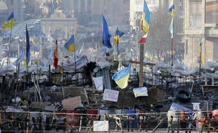 Les protestations contre le rapprochement avec la Russie ont faibli mi-décembre à Kiev en Ukraine.