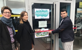 De gauche à droite : la président de l'université Lyon 2, la présidente de la FAGE et le président de GAELIS, lors de l'inauguration de l'AGORAé de Lyon 2