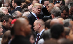 Donald Trump à New York le 11 septembre 2016 lors des commémorations organisées quinze ans après l'attentat contre le World Trade Center. PENCER PLATT / AFP
