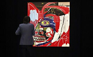La présentation de « In this Case » de Jean-Michel Basquiat à la presse le 3 mai 2021 à New York.