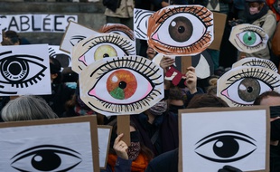 Des manifestants à la manifestation parisienne contre le projet de loi