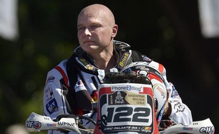 Le motard belge Eric Palante le 4 janvier 2014 à Rosario avant le départ du Dakar.