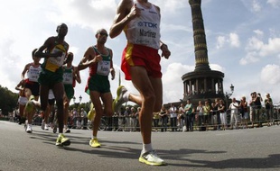 Les concurrents du marathon à Berlin, le 22 août 2009