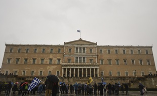 Devant le Parlement d'Athènes, Grèce.