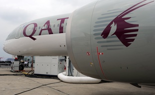 Un avion A350 Qatar Airways sur le tarmac du salon du Bourget, le 15 juin 2015.