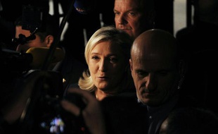 La présidente du Front national, Marine Le Pen à Henin-Beaumont le soir du deuxième tour de Régionales, le 13 décembre 2015