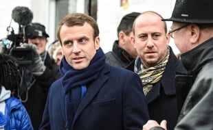 Emmanuel Macron, en visite à Noeux-les-Mines, le 13 janvier 2017.