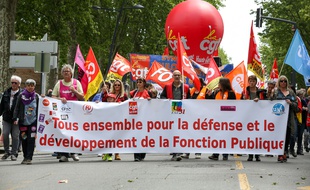 La journée de mobilisation des fonctionnaires a rassemblé 108.900 manifestants en France selon le ministère de l'Intérieur le 9 mai 2019.