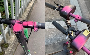 Un coup de bombe rose suffit à bloquer définitivement une trottinette;