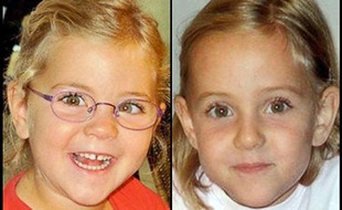 Montage de photographies des jumelles de 6 ans disparues, Alessia et Livia Schepp.