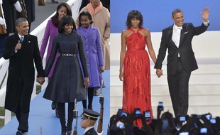 Michelle et Barack Obama lors de la seconde cérémonie d'investiture du président américain, le 21 janvier 2013.