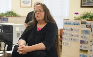 Kim Davis, greffière du comté de Rowan, dans le Kentucky, dans son bureau, le 2 septembre 2015 à Morehead
