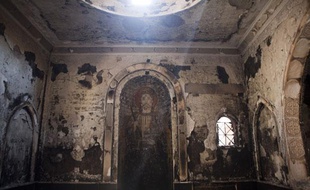 Une église en Egypte, près des pyramides de Giza a été endommagée lors des manifestations en août 2013.