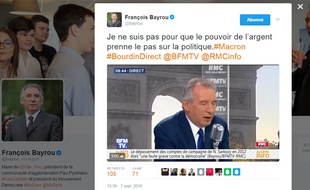 Capture d'écran Twitter François Bayrou