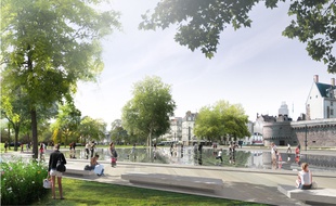 Image de synthèse du futur miroir d'eau situé devant le château des ducs de Bretagne.
