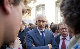 Harlem Désir, premier secrétaire du Parti scoialiste, participait à un hommage rendu à Clément Meric au lendemain de son agression devant Sciences-Po où il étudiait, le 6 juin 2013.