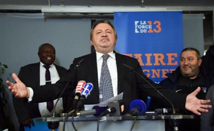 Le président sortant du conseil général des Bouches-du-Rhône et président fondateur du parti La force du 13 Jean-Noël Guérini le 22 mars 2015 à Marseille