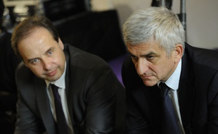 Jean-Christophe Lagarde (à gauche), maire de Drancy, aux côtés d'Hervé Morin.