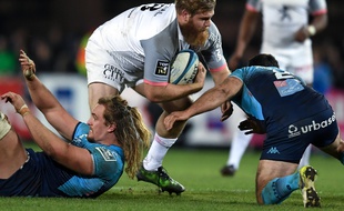 Le troisième ligne du Stade Toulousain Gillian Galan lors d'un match de Top 14 à Montpellier, le 18 novembre 2017.
