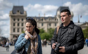 Marina Golbahari et son mari Noorullah Azizi le 14 avril 2016 à Paris