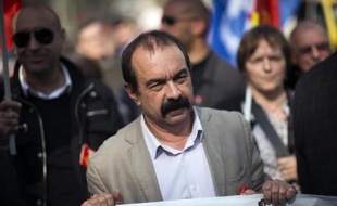 Philippe Martinez (CGT) lors de la manifestation contre l'austérité le 17 mars 2015 à Paris