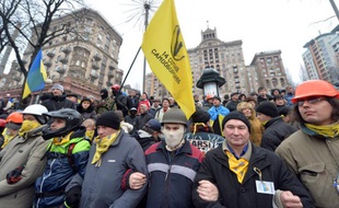 Des manifestants pro-Européens à Kiev (Ukraine), le 18 janvier 2014.