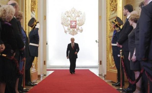 Vladimir Poutine, lors de la cérémonie d'investiture à la présidence russe, le 7 mai 2012 au Kremlin, à Moscou.