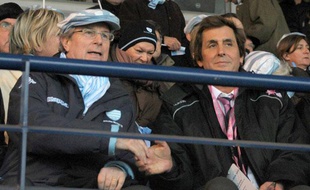 Jjacky Lorenzetti (à gauche, le président du Racing), et Max Guazzini, alors patron du Stade Français, en décembre 2010, à Paris.