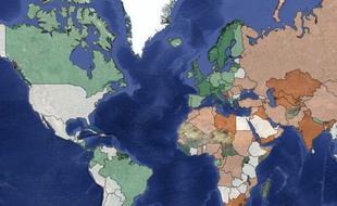 La carte du monde selon le classement 2012 Environmental Performance Index de l'université de Yale.